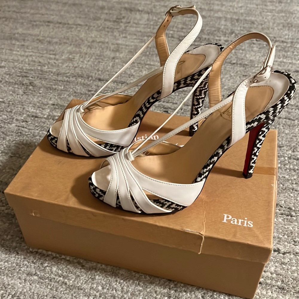 Authentic Christian Louboutin Activa white leather chevreau open toe hee… - Picture 2 of 12
